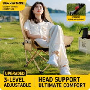 Outdoor folding chair with height adjustment and portable camping chair