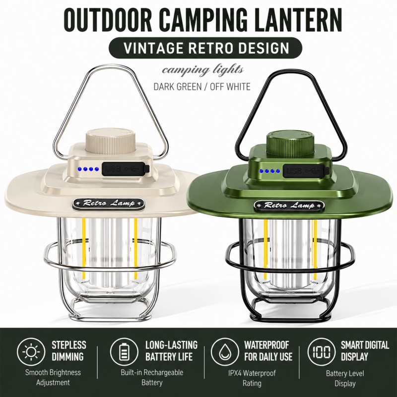 Outdoor multi-functional camping lamp, waterproof, long-lasting power supply, camping lamp